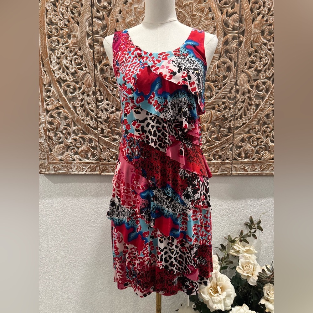 Teaberry Australian Brand Vibrant Multicolored Tiered Ruffles Dress- AUS 8 US 4 - Picture 2 of 14
